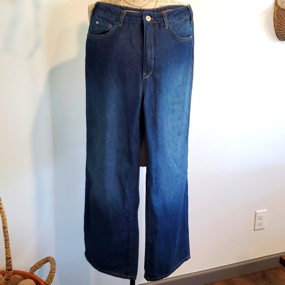 Pilcro Dark Blue Flare & Wide Leg Jeans - Picture 3 of 12